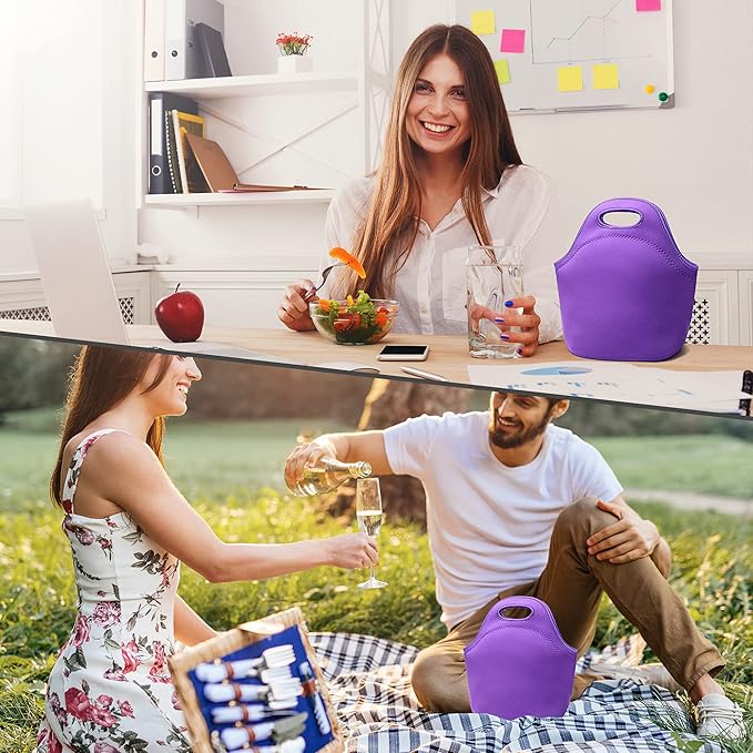 Neoprene Lunch Bag for Women Insulated Lunch Tote Bags Washable Lunch Container Box for Work Picnic Lightweight Meal Prep Bags for Men