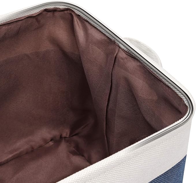 Kntiwiwo Foldable Storage Bin Collapsible Fabric Storage Basket Cube with Durable Handles Closet Organizer Bins for Organizing Shelves Drawers, Set of 3, 15" x 10" x 9.5", Blue