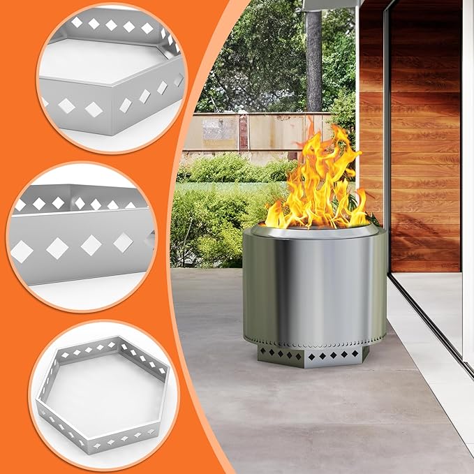 Fire Pit Stand for Solo Stove Bonfire 19.5", Hexagon Bonfire Stoves Support Stand, 304 Stainless Steel Fire Pit Accessories for Solo Stove, Stand Use on Other Fireplace Camping Accessories