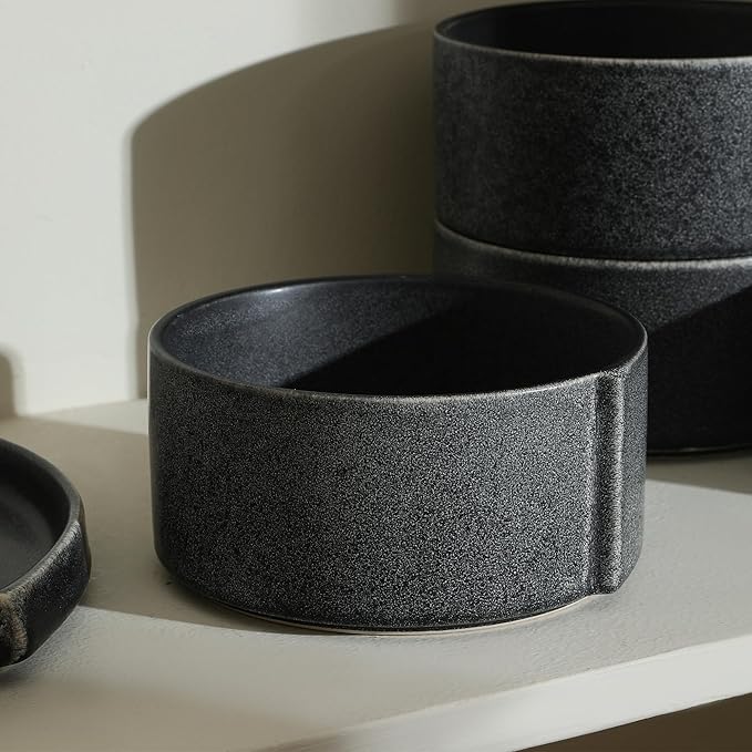 Stone Lain Bao 8-Piece Bowl Set Stoneware, Charcoal