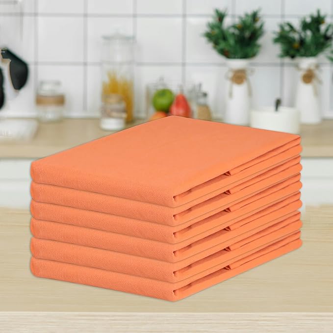 Urban Villa Halloween Flour Sack Kitchen Towels 27”x27” 12 Pack Orange Color Dish Towels 100% Cotton Flour Sack Kitchen Towels for Embroidery DIY Projects Cloth Diapers Cheese Strainers Dish Cloths