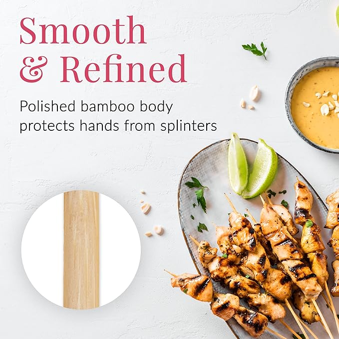 Prestee 100 Pack Bamboo Skewers for Crafts, Grilling BBQ, Kabobs, 12-Inch Brown - Wooden Skewers 12 Inch, Bamboo Skewers 12 Inch, Skewers for Kabobs, Skewer Sticks Variety Size, Wood Skewers
