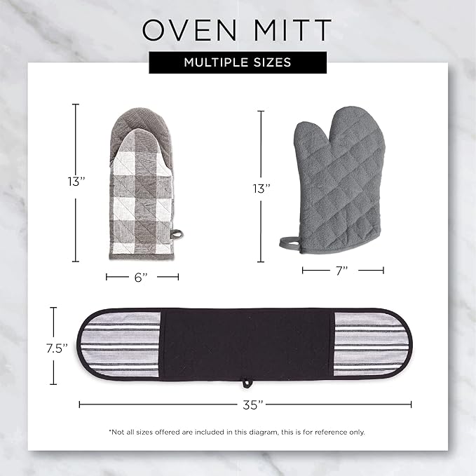DII Double Strip Chef Kitchen Cooking & Baking Collection, Double Oven Mitt, 35x7.5, Dark Green