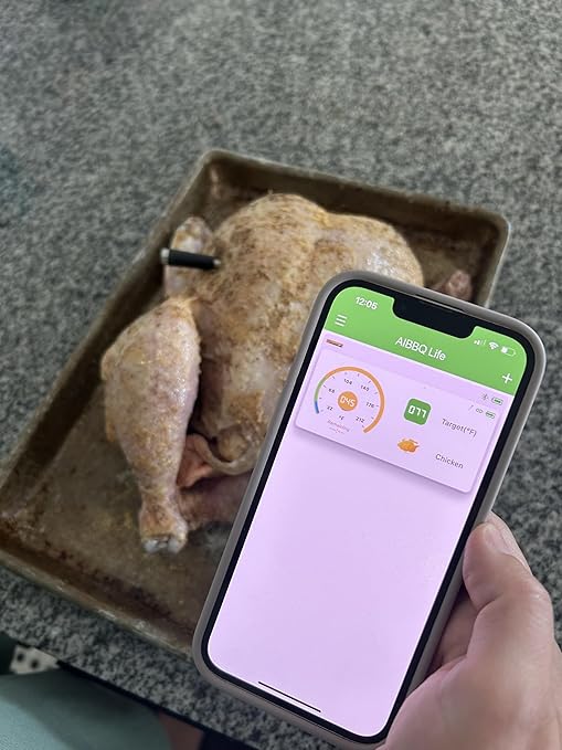 Grill Sync Digital Meat Thermometer Digital Wireless Dual Sensor Bluetooth BBQ Thermometer for Grill, Cooking Smoking, Oven Waterproof Meat Probe with USB-C Charging Case, App-Controlled, 165FT Range