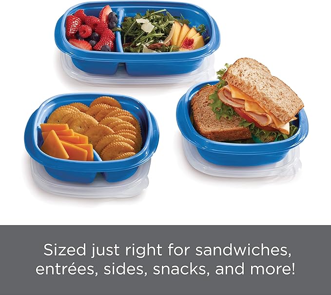 Rubbermaid 50-Piece Food Storage Containers with Lids for Lunch, Meal Prep, and Leftovers, Dishwasher Safe, Set of 25, Marine Blue