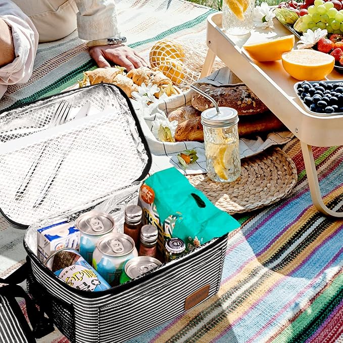 Lunch Bag for Women, Insulated Reusable Lunch Box Leakproof Cooler Tote Bag Freezable with Adjustable Shoulder Strap for Office Work Picnic Beach