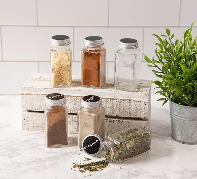DII Farmhouse Vintage Decorative Metal Pantry Spice Rack Organizer, 4x2 4oz, Spice Jars 12 Piece