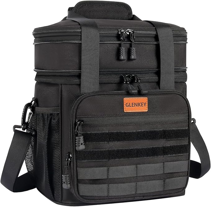 Tactical Insulated Lunch Bag Lunch Box - Expandable Large Cooler Bag for Men - Versatile Lunchbox for Adults Work Shifts Outdoor Trips Black 16L