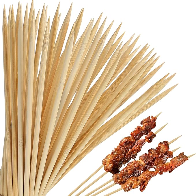HANSGO Bamboo Skewers, Φ=5mm 12 Inch - Natural Wooden Skewers for Grilling, Appetizers, Fruit, Chocolate Fountain, Barbecue & Crafts, 70PCS
