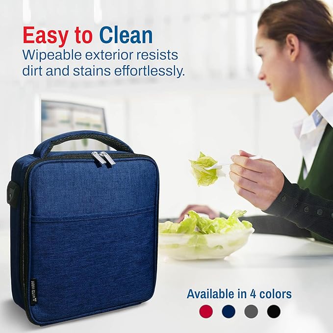 Reusable Insulated Lunch Box for Men and Women (Black) Durable Leakproof Cooler Tote Bag Freezable Lunch Bag for Adults. Top Women and Mens Lunch Box for Office Work, Picnic.