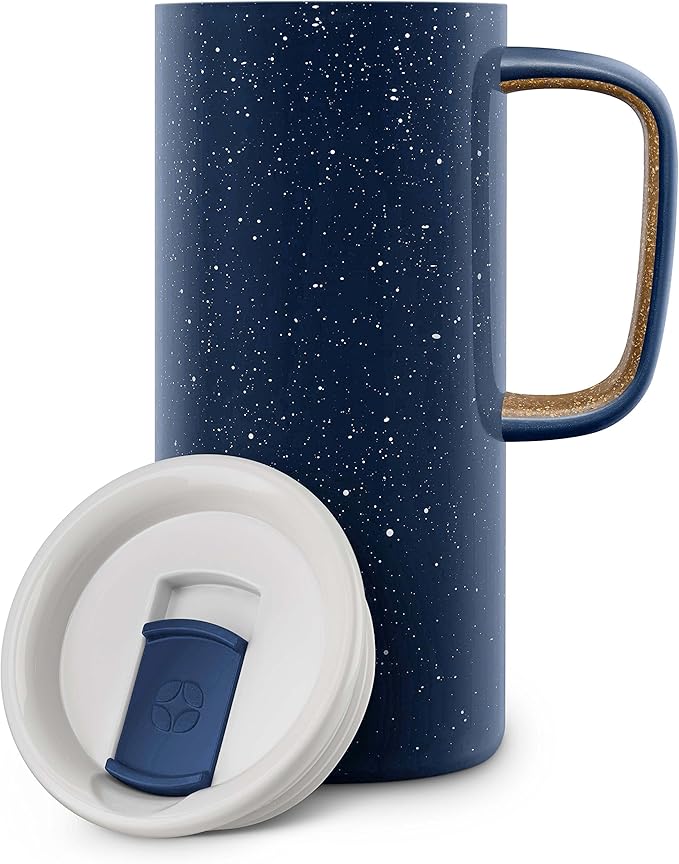 Ello Campy 18oz Stainless Steel Travel Mug with Handle and Leak Proof Lid | Vacuum Insulated Coffee Cup for Hot or Cold Drinks | Reusable, BPA Free | Gift for Coffee Lovers, Navy