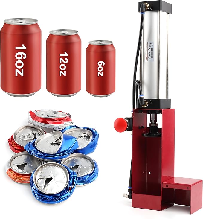SNS Aluminum Can Crusher Heavy Duty for Recycling 12 Oz. and 16 Oz. Soda Beer Cans Both Countertop and Wall Mounted Can Smasher- Red