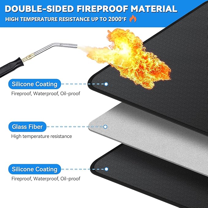 Large 75 x 40 inch Under Grill Mats for Outdoor Grill, Double-Sided Fireproof Deck Patio Protector Mat, Waterproof Oil-Proof BBQ Floor Pad Indoor Fire Pit Fireplace Mat