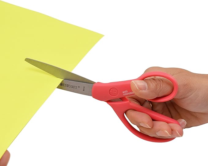 Westcott Left- & Right-Handed Pointed Student Scissors for Kids Ages 12-14, Durable Stainless Steel Blades, Back to School, Classroom Scissors, School Supplies, 7-Inch, Assorted Colors