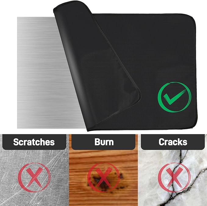 24x36in Heat Resistant Grill Mats for Outdoor Grill to Protect Your Prep Table and Outdoor Grill Table - Fire Proof & Water Proof & Oil Proof BBQ Mat - Black (1mm)