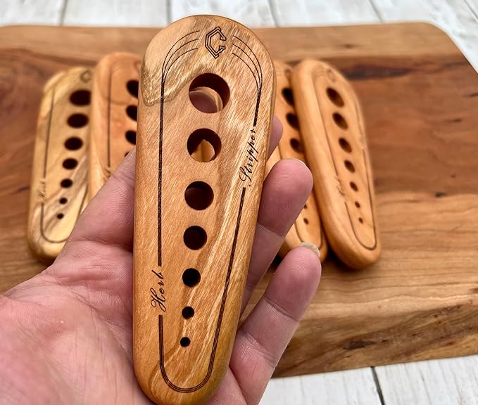 Handmade Cherry Hardwood Herb Stripper – Multi-Size Holes for Rosemary, Thyme, Oregano – Artisanal Kitchen Tool from Central Kentucky Woodshop, Food-Safe Finish