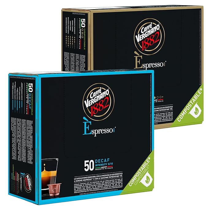 Caffe' Vergnano Medium Roast Espresso Morning to Night Bundle - Original Line Machine Compatible, Italian Coffee For Nespresso Coffee Machines, Oro & Decaf - 50 of Each Flavor (100 Capsules)