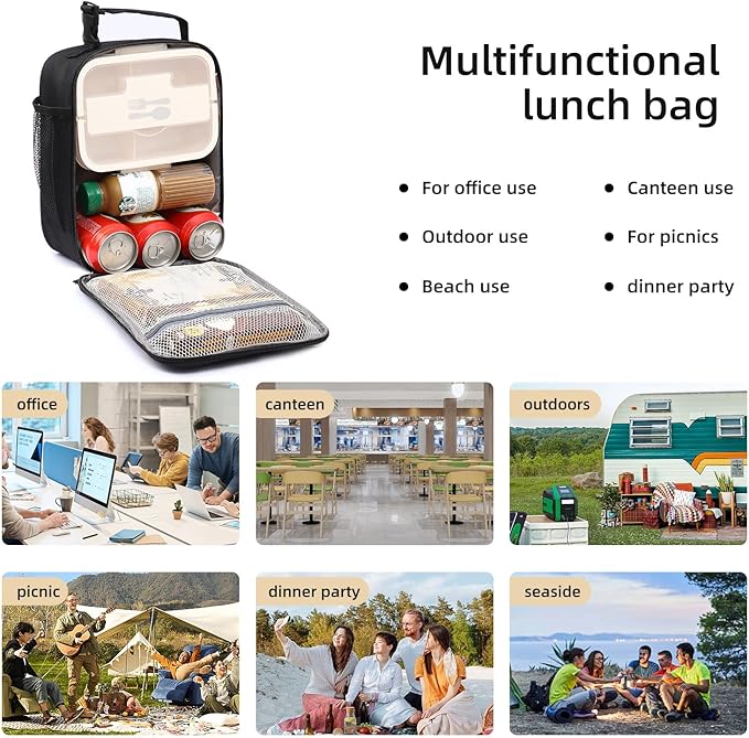 Lunch box Lunch bag for men women Insulated Lunchbox Lunch bags for Work Picnic Travel (Thicken hot red)