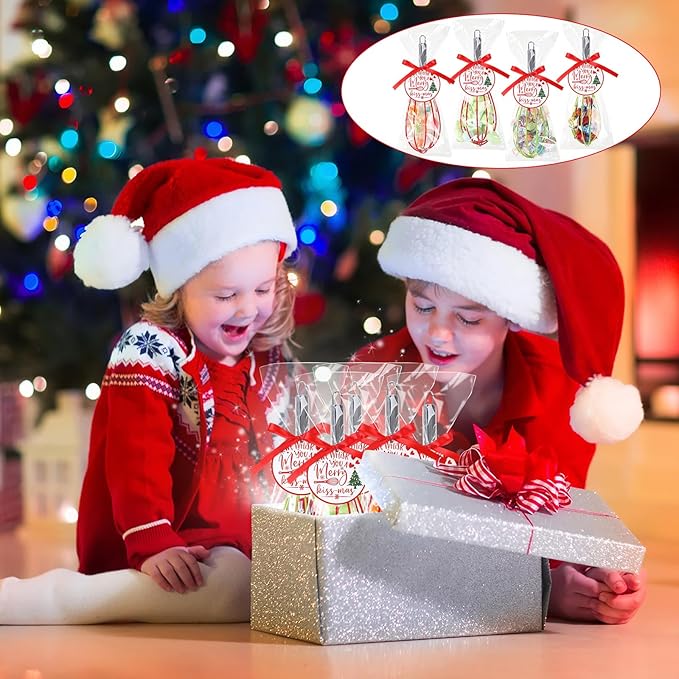 36 Sets 10 Inch Christmas Whisks Gifts DIY Fillable Christmas Tree Ornaments Xmas Colored Silicone Whisks for Cooking Heat Resistant Egg Beaters with Card Rope Bag for Candy Holder