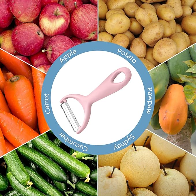 Apple Peeler:Pear Fruit Vegetable Peeler,Manual peeler for Peeling Apples, Pears, Cucumber;Garlic Carrot Potato Cheese Zester Grater, Essential Kitchen Tool(2-Pack) (pink)