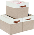DECOMOMO Kallax Storage Cubes - 13x15x13 Storage Bins, Baskets for Organizing Shelves (Beige and White, 3-Pack)