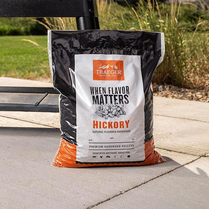 Traeger Grills Hickory 100% All-Natural Wood Pellets for Smokers and Pellet Grills, BBQ, Bake, Roast, 18 lb. Bag (Pack of 3)
