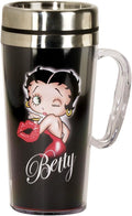 Spoontiques - Insulated Travel Mug - Betty Boop Kiss Coffee Cup - Coffee Lovers Gift - Funny Coffee Mug - 14 oz - Black, 1 Count (Pack of 1)