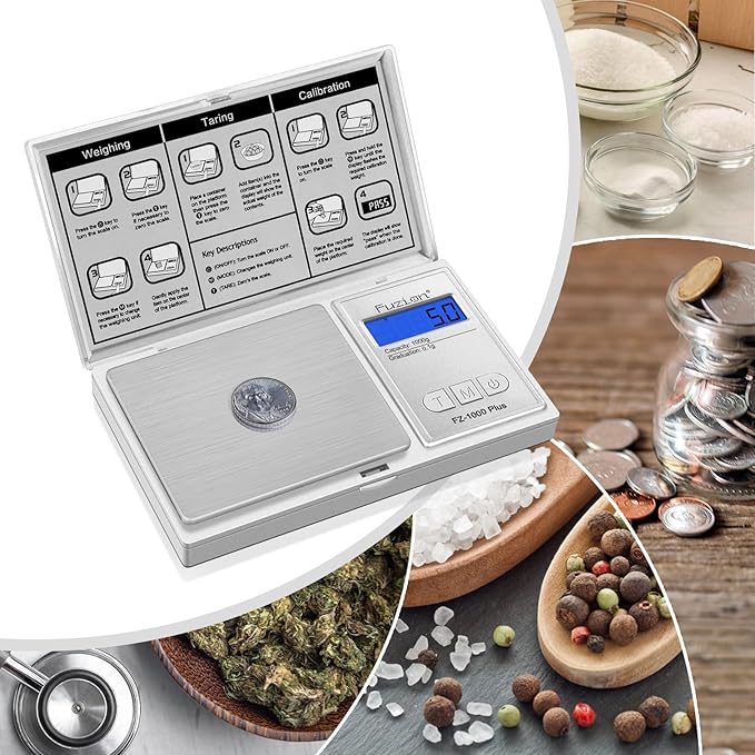 Fuzion Digital Pocket Scale .1 Gram Accuracy, 1000g Digital Gram Scales for Small Food, Jewelry, Herb, Spice, Coin - Weight Gram and Oz