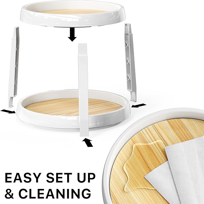 Simple Houseware 2-Tier Lazy Susan Spice Organizer, 10-Inch Diameter, Oak