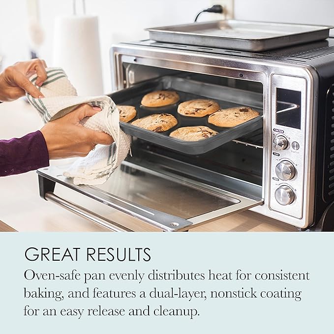 Chicago Metallic Commercial II Non-Stick Small Cookie/Baking Sheet. Perfect for making jelly rolls, cookies, pastries, one-pan meals, and more,12.25 by 8.75, Gray