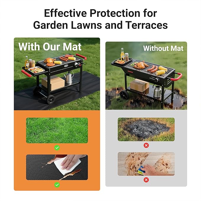 Lancryen 2025 Thickened 31 x 48 inch Under Grill Mat for Outdoor and Indoor, Double-Sided Fireproof Grill Pad, Indoor Fireplace/Fire Pit Mat, Oil-Proof Waterproof BBQ Protector for Decks and Patios
