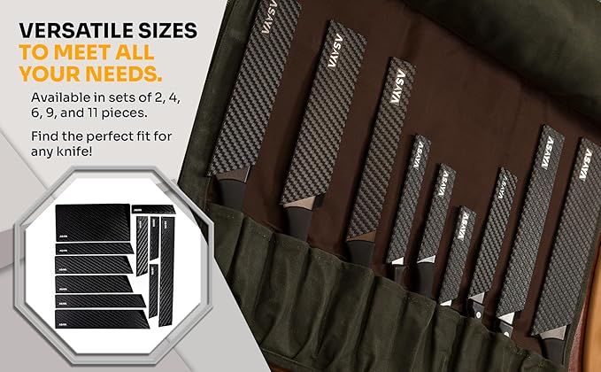 Asaya Professional Knife Edge Guards - Two Chef Blade Covers - 8.5 x 2" and 10.5 x 2" - Extra Strength, ABS Plastic and BPA-Free Felt Lining, non-Toxic and Food Safe - Knives Not Included (2 Piece L)