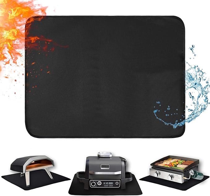 25 x 19.5in Heat Resistant Grill Mats for Outdoor Grill to Protect Your Prep Table and Outdoor Grill Table - Fire Proof & Water Proof & Oil Proof BBQ Mat - Black (0.6mm)