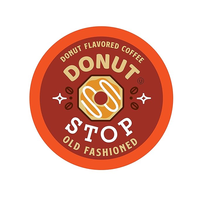 Donut Stop Flavored Coffee Pods, Compatible with 2.0 K-Cup Brewers, Old Fashion Donut Flavor, 40 Count