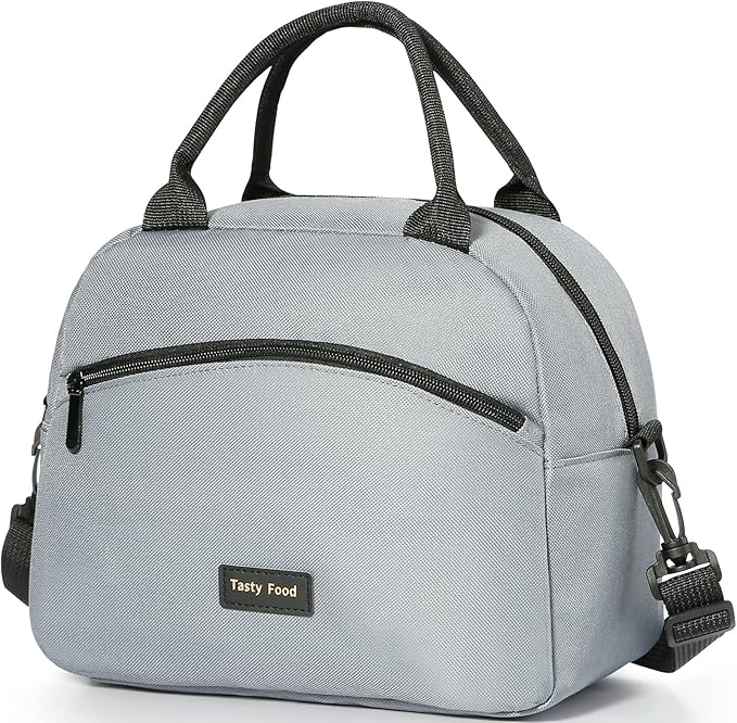 Lunch Bag Women Insulated Lunch Bag For Men Waterproof Lunch Cooler Bag Insulated Lunch Box For Women Portable Reusable Lunch Bag Two-Tone,With Adjustable Shoulder Strap For Many Occasions,Gray-black