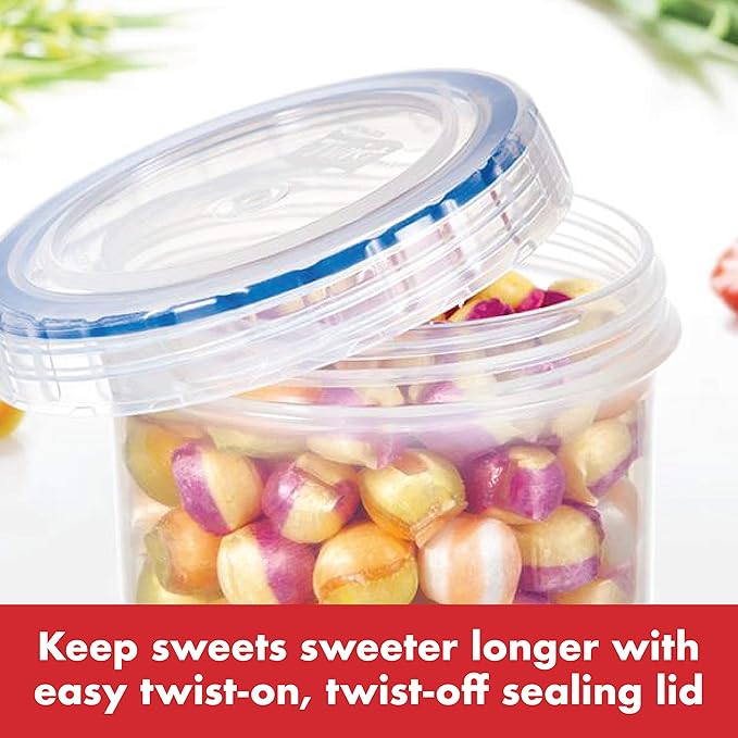 LocknLock Easy Essentials Twist Food Storage lids/Airtight containers, BPA Free, Short - 5 oz - for Candies, Clear