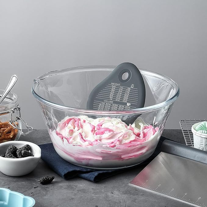 Spring Chef Gray Bench Scraper - Stainless Steel Dough Cutter Tool with Bowl Pastry Scraper for Pizza, Bread, Cake - Pastry Knife - Kitchen Dough Scraper for Baking - Food Scraper with Markings