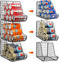 X-cosrack Stackable Can Organizer for Pantry 3Pack，Standing Dispenser Storage Bins,Metal Wire Basket Beverage Pop Soda Rack Stand Kitchen Pantry Countertop Cabinets,Stacking Canned Food Holder