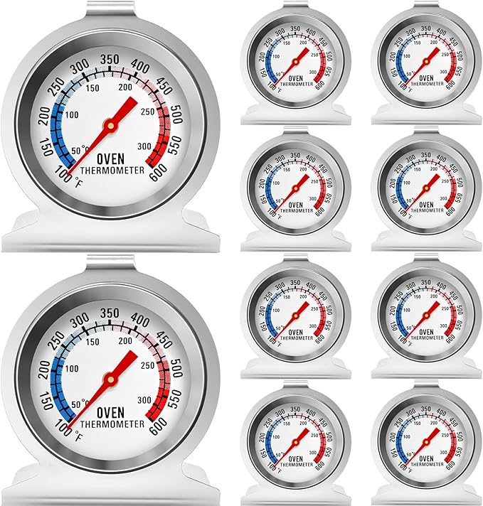 10 Pack Oven Thermometer 50-300°C/100-600°F Stainless Steel Oven Thermometers with Large Dial, Oven Temperature Gauge for BBQ Cooking Baking Grill Smoker
