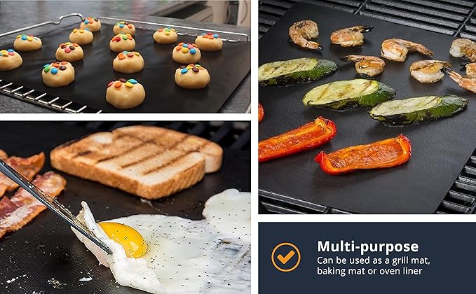 Linda's Essentials Extra Large Grill Mats for Outdoor Grill Mat (3 Pack) - Reusable Heat-Resistant Grilling Mats for Outdoor Grill, Non Stick Grill Matt, Easy Clean BBQ Mats for Outdoor Grills
