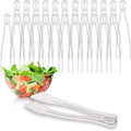 PARTY BARGAINS 8.5 Inches Plastic Serving Tongs, 24 Pack, Premium Quality & Heavy-Duty Clear Plastic Tongs for BBQ, Salads, Grilling, Buffets, & Kitchen