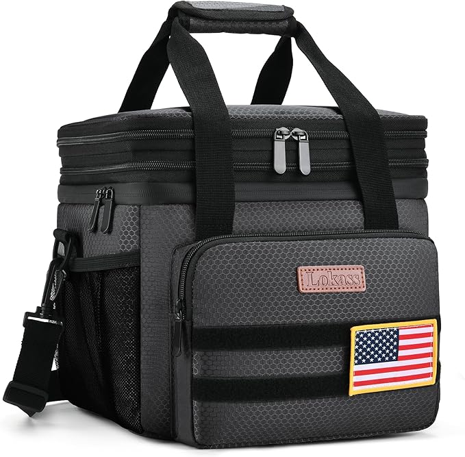 Tactical Lunch Box for Men- Large Insulated Lunch Bag-Expandable Adult Lunch Box with Adjustable Shoulder Strap-Large Lunch Tote Bag for Work Camping Fishing (Black)