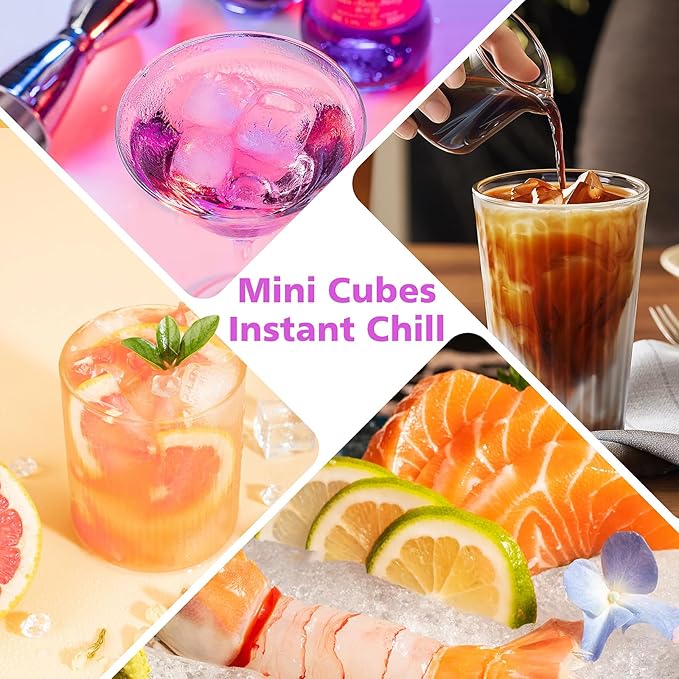 Mini Ice Cube Trays Set of 2-160 Small Ice Cubes Silicone Mold for Whiskey, Cocktails, Water Bottles - BPA Free Flexible & Stackable Ice Maker (Cyan&Purple)