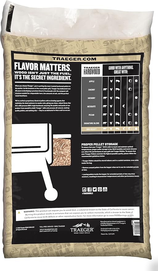 Traeger Grills BBQ Select 100% All-Natural Wood Pellets for Smokers and Pellet Grills, BBQ, Bake, Roast, and Grill, 30 lb. Bag