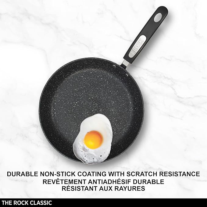 Starfrit The Rock 26cm (10") Non-Stick Multi Pan - Tawa - Durable Forged Aluminum - Oven Safe - PFOA Free - Easy to Clean - Black