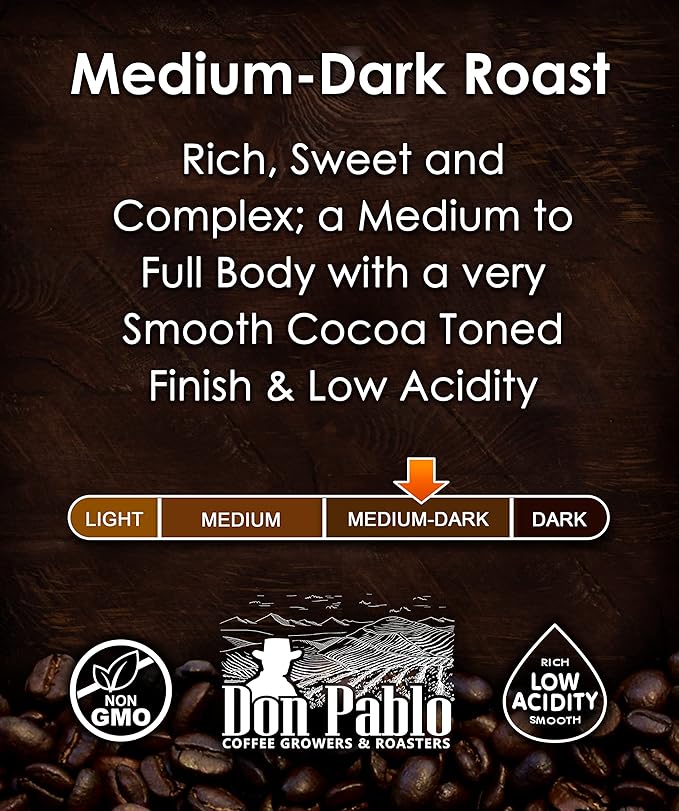 5LB Don Pablo Signature Blend - Medium-Dark Roast - Whole Bean Coffee - Low Acidity - 5 Pound (5 lb) Bag
