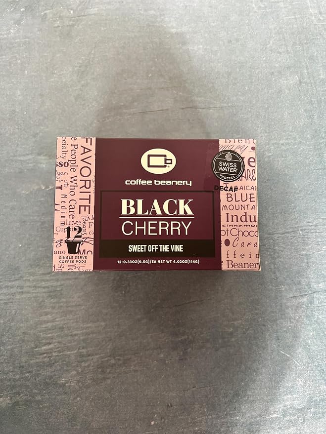 Black Cherry Decaf Coffee Pods by Coffee Beanery | 12ct Medium Roast Arbica Coffee