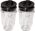 Blendin 18 Ounce Small Cup Jar with Sip N Seal Lids - Replacement Cup Compatible with Nutri Ninja Auto-iQ 1000w Series and Duo Blenders - Premium Blender Cups Replacement (2 Pack)