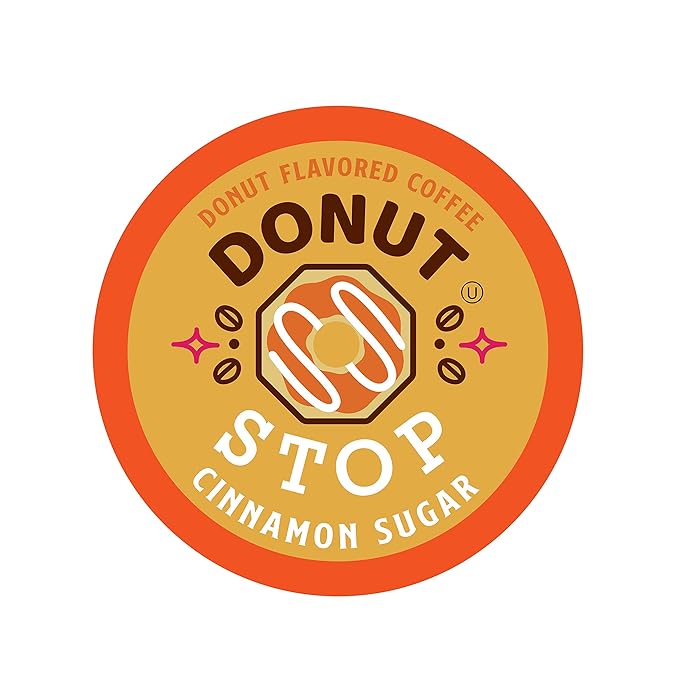 Donut Stop Flavored Coffee Pods, Compatible with 2.0 K-Cup Brewers, Cinnamon Sugar Flavor, 40 Count