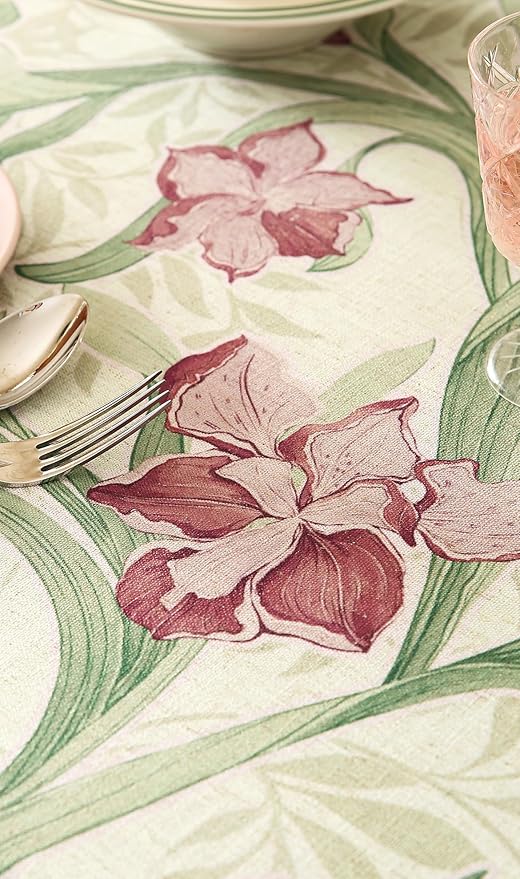 patdrea Designer Green Small Rectangle Tablecloth,Framhouse Vintage French Violets Pattern Tablecloths,Elegant Floral Cover Decor for Kitchen Dining Christmas,Party,Thanksgiving,55"x71"-Tara a